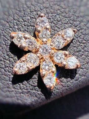 18k rose gold 0.2CTW Natural White Diamond Floral Single Stud Flower Earring